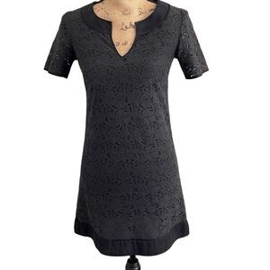 Massimo Dutti Black Lace Short Sleeve Mini Dress - Size 36/2